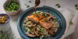 Salmón con salsa de jengibre